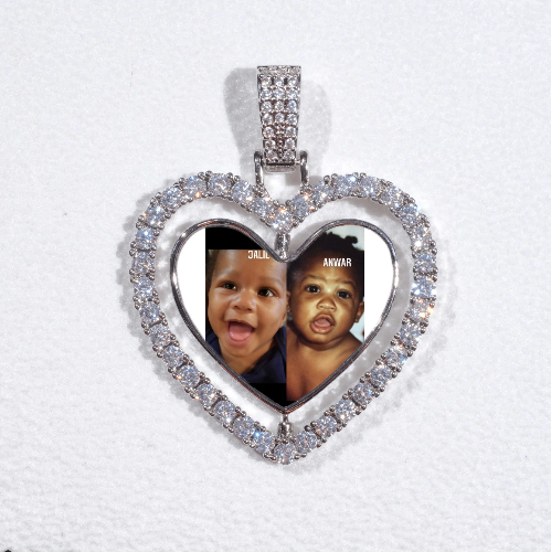 3D Spinning 2-Faced Heart Custom Picture Pendant