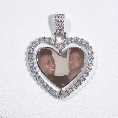 3D Spinning 2-Faced Heart Custom Picture Pendant