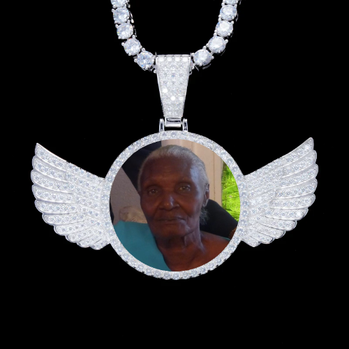 925S & VVS Moissanite 3D Wing Custom Picture Pendant