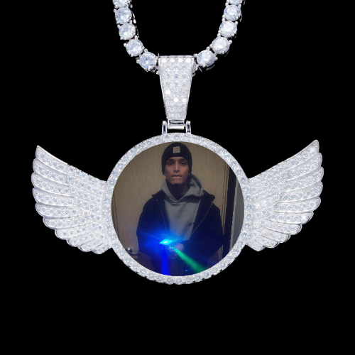 925S & VVS Moissanite 3D Wing Custom Picture Pendant