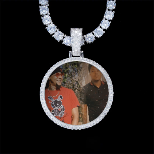 925S & VVS Moissanite 3D Circle Custom Picture Pendant