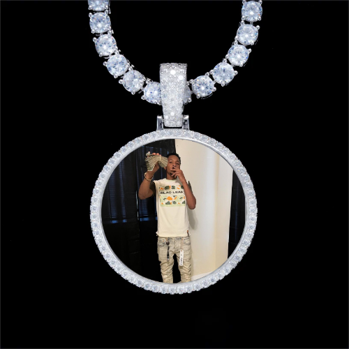 925S & VVS Moissanite 3D Circle Custom Picture Pendant