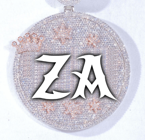 CUSTOM LETTER NECKLACE 3D BIG CROWN DISC