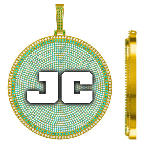 CUSTOM LETTER NECKLACE 3D BIG DISC