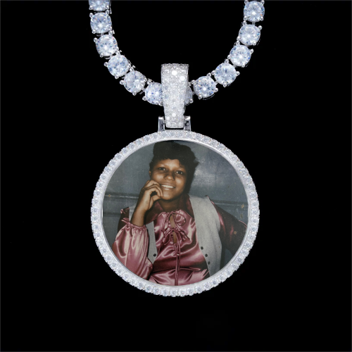 925S & VVS Moissanite 3D Circle Custom Picture Pendant