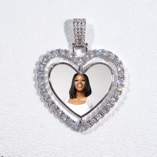 3D Spinning 2-Faced Heart Custom Picture Pendant