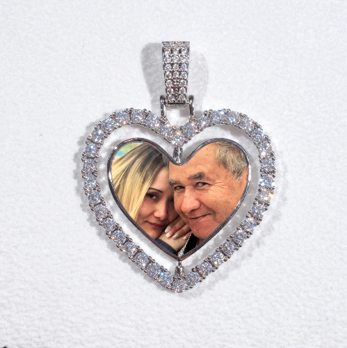 3D Spinning 2-Faced Heart Custom Picture Pendant