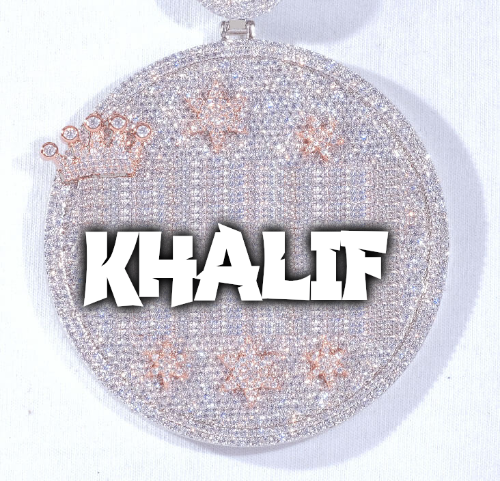 CUSTOM LETTER NECKLACE 3D BIG CROWN DISC