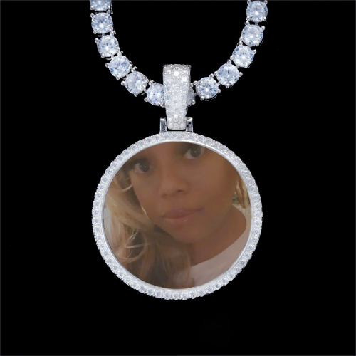 925S & VVS Moissanite 3D Circle Custom Picture Pendant