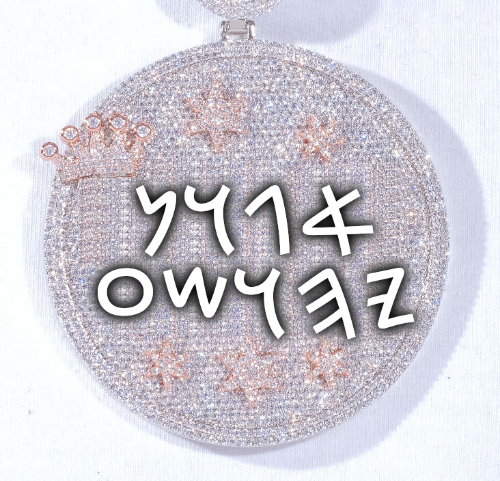 CUSTOM LETTER NECKLACE 3D BIG CROWN DISC