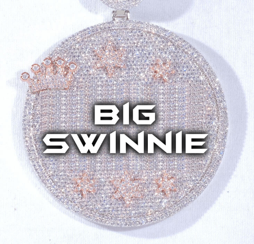 CUSTOM LETTER NECKLACE 3D BIG CROWN DISC