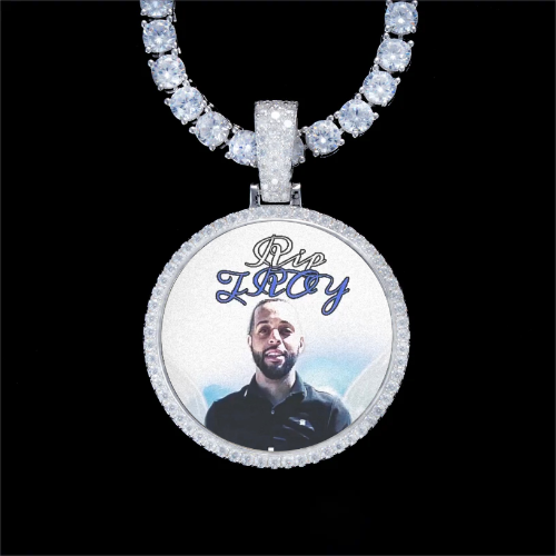 925S & VVS Moissanite 3D Circle Custom Picture Pendant