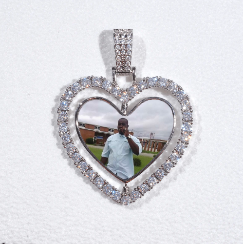 3D Spinning 2-Faced Heart Custom Picture Pendant