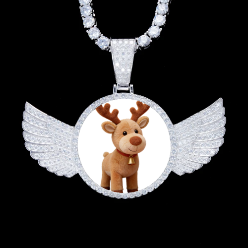 925S & VVS Moissanite 3D Wing Custom Picture Pendant
