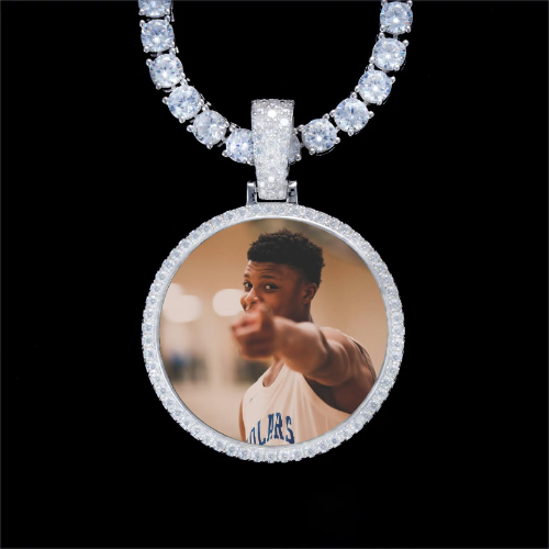 925S & VVS Moissanite 3D Circle Custom Picture Pendant