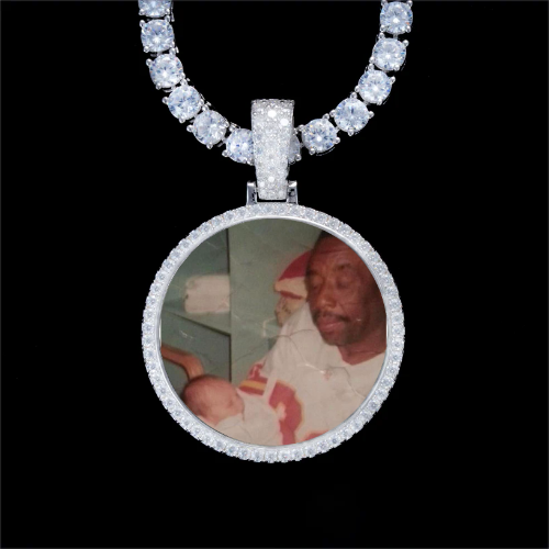 925S & VVS Moissanite 3D Circle Custom Picture Pendant