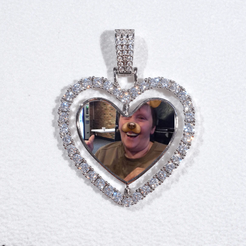 3D Spinning 2-Faced Heart Custom Picture Pendant