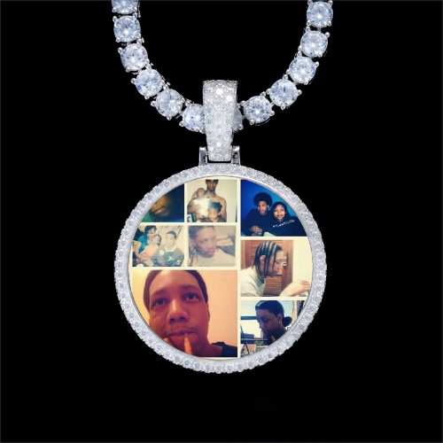 925S & VVS Moissanite 3D Circle Custom Picture Pendant