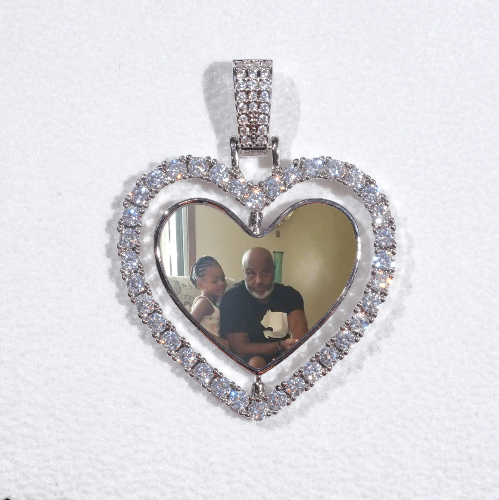 3D Spinning 2-Faced Heart Custom Picture Pendant