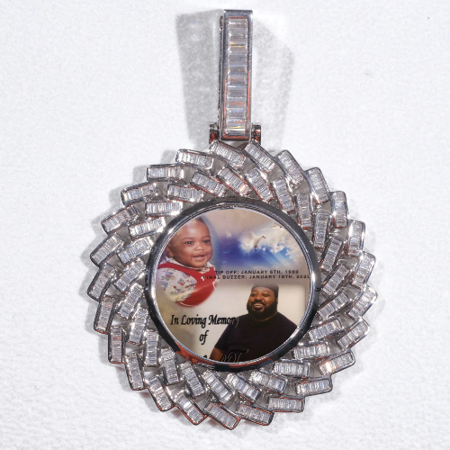 Large 3D Baguette Custom Picture Pendant