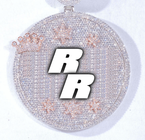 CUSTOM LETTER NECKLACE 3D BIG CROWN DISC