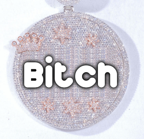 CUSTOM LETTER NECKLACE 3D BIG CROWN DISC