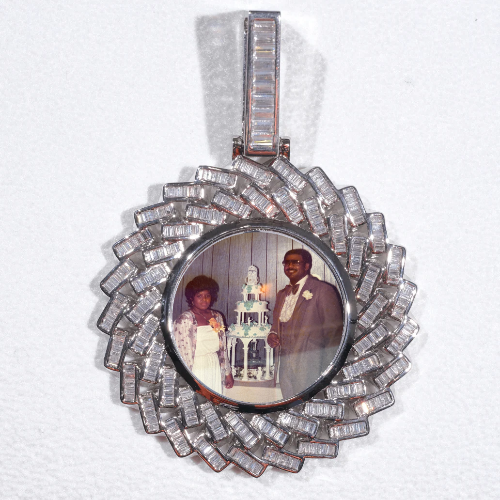 Large 3D Baguette Custom Picture Pendant