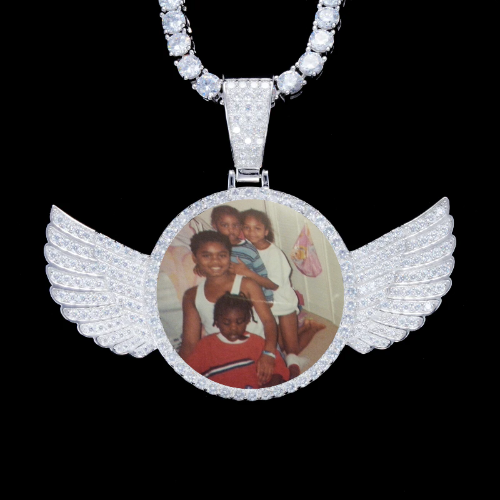 925S & VVS Moissanite 3D Wing Custom Picture Pendant