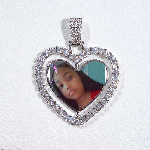 3D Spinning 2-Faced Heart Custom Picture Pendant