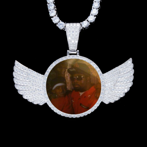 925S & VVS Moissanite 3D Wing Custom Picture Pendant