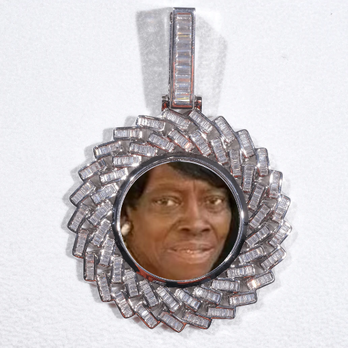 Large 3D Baguette Custom Picture Pendant