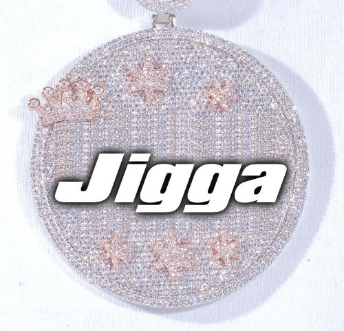CUSTOM LETTER NECKLACE 3D BIG CROWN DISC
