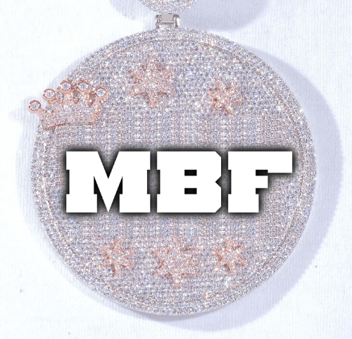 CUSTOM LETTER NECKLACE 3D BIG CROWN DISC