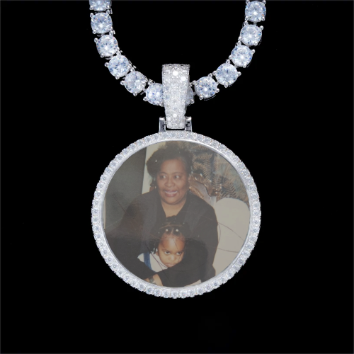 925S & VVS Moissanite 3D Circle Custom Picture Pendant