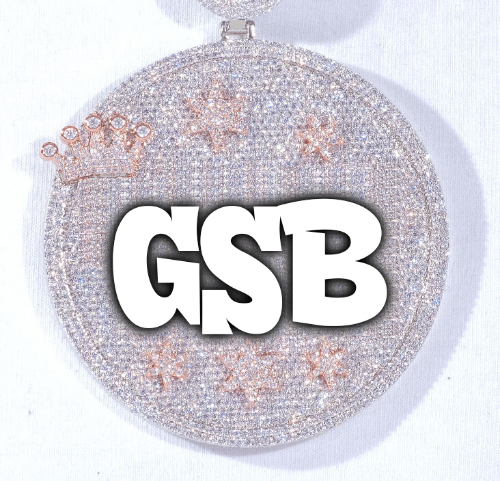 CUSTOM LETTER NECKLACE 3D BIG CROWN DISC