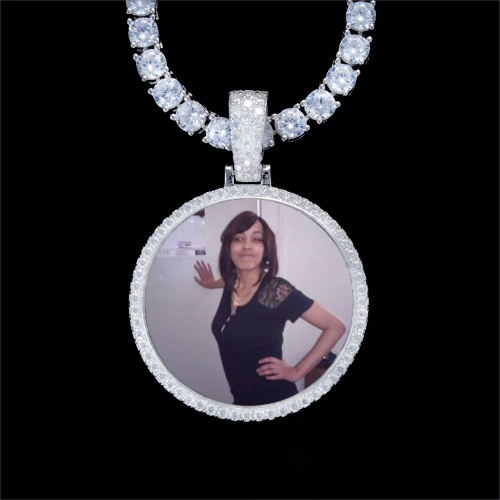 925S & VVS Moissanite 3D Circle Custom Picture Pendant
