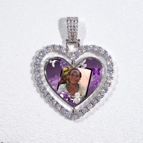 3D Spinning 2-Faced Heart Custom Picture Pendant