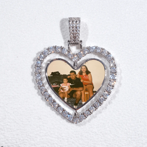 3D Spinning 2-Faced Heart Custom Picture Pendant