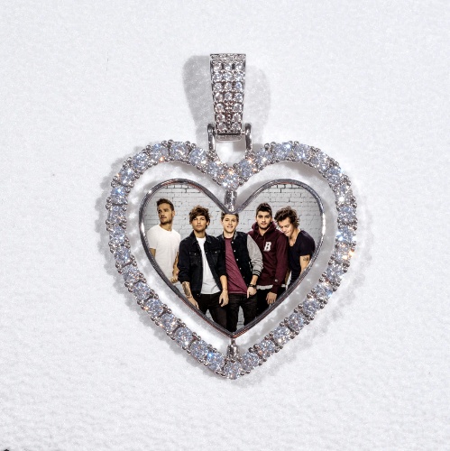 3D Spinning 2-Faced Heart Custom Picture Pendant