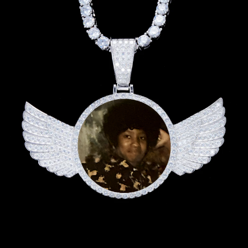 925S & VVS Moissanite 3D Wing Custom Picture Pendant