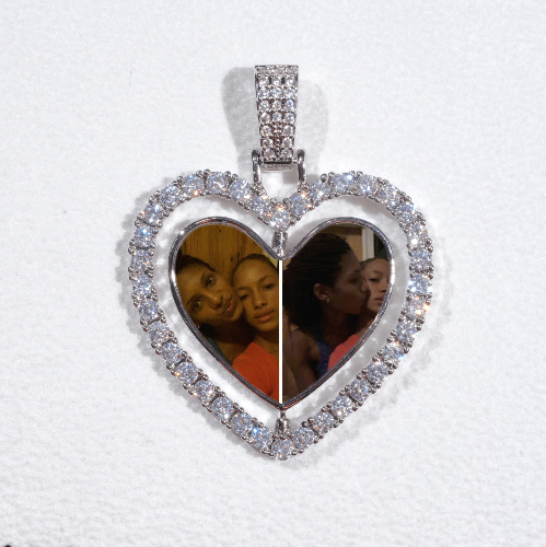 3D Spinning 2-Faced Heart Custom Picture Pendant