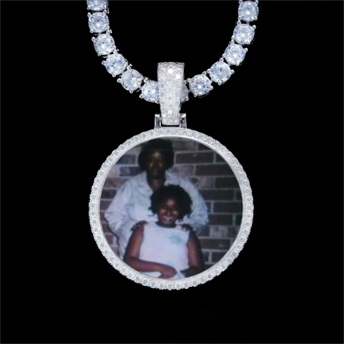 925S & VVS Moissanite 3D Circle Custom Picture Pendant