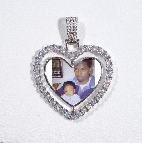 3D Spinning 2-Faced Heart Custom Picture Pendant
