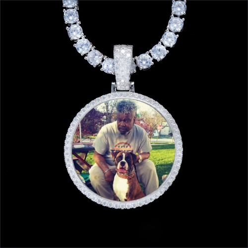 925S & VVS Moissanite 3D Circle Custom Picture Pendant