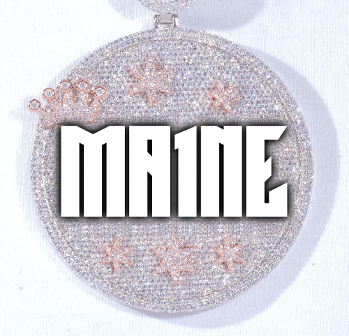 CUSTOM LETTER NECKLACE 3D BIG CROWN DISC