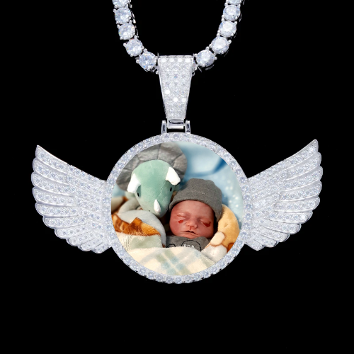 925S & VVS Moissanite 3D Wing Custom Picture Pendant