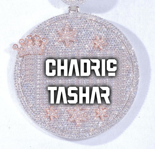CUSTOM LETTER NECKLACE 3D BIG CROWN DISC