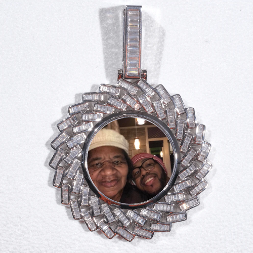 Large 3D Baguette Custom Picture Pendant