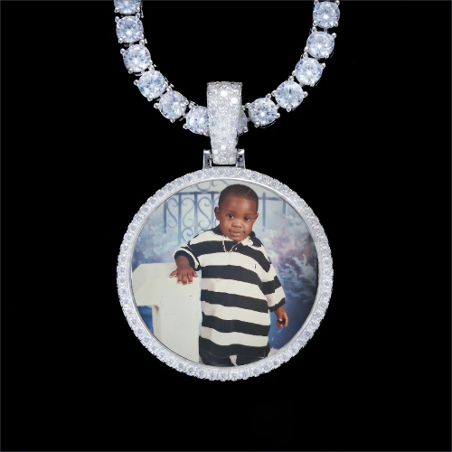 925S & VVS Moissanite 3D Circle Custom Picture Pendant