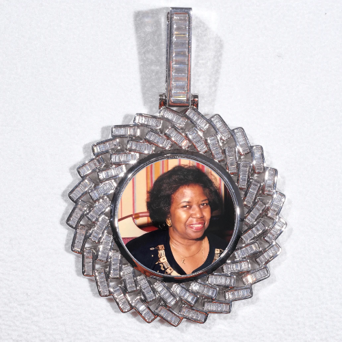 Large 3D Baguette Custom Picture Pendant
